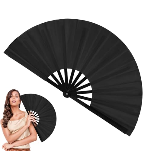 HomeJoySet 2025 Neuer Großer Holografischer Falthandfächer – for Line Dance, Partys (Schwarz)(B) von HomeJoySet
