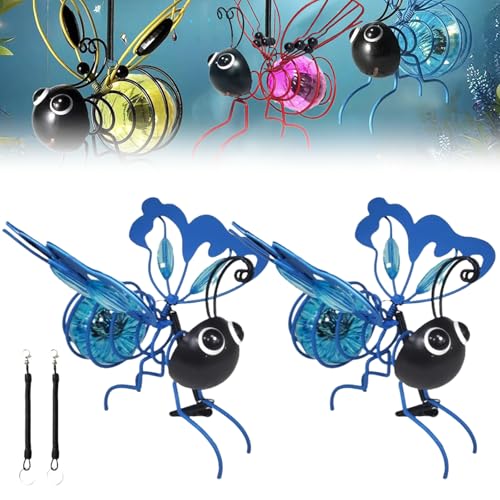 HomeJoySet 2er-Pack Solar-Bienenlichter for Aufhängen – LED-Simulations-Gartendekor, IP65 Wasserdicht for Terrasse Und Garten (Gelb)(2*Blue) von HomeJoySet