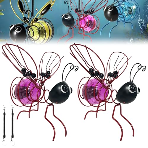 HomeJoySet 2er-Pack Solar-Bienenlichter for Aufhängen – LED-Simulations-Gartendekor, IP65 Wasserdicht for Terrasse Und Garten (Gelb)(2*Pink) von HomeJoySet