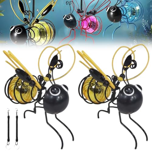 HomeJoySet 2er-Pack Solar-Bienenlichter for Aufhängen – LED-Simulations-Gartendekor, IP65 Wasserdicht for Terrasse Und Garten (Gelb)(2*Yellow) von HomeJoySet