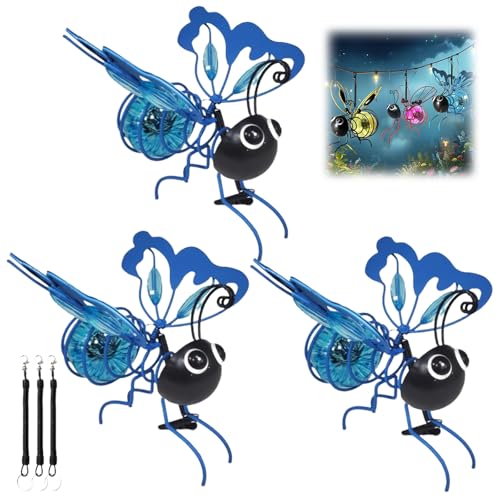 HomeJoySet 2er-Pack Solar-Bienenlichter for Aufhängen – LED-Simulations-Gartendekor, IP65 Wasserdicht for Terrasse Und Garten (Gelb)(3*Blue) von HomeJoySet