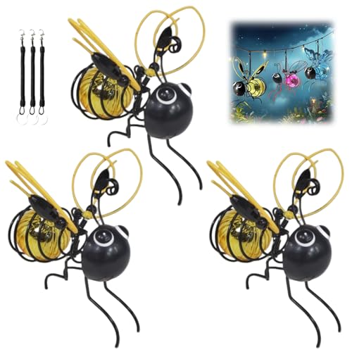 HomeJoySet 2er-Pack Solar-Bienenlichter for Aufhängen – LED-Simulations-Gartendekor, IP65 Wasserdicht for Terrasse Und Garten (Gelb)(3*Yellow) von HomeJoySet
