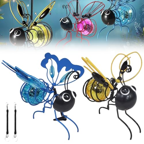 HomeJoySet 2er-Pack Solar-Bienenlichter for Aufhängen – LED-Simulations-Gartendekor, IP65 Wasserdicht for Terrasse Und Garten (Gelb)(Blue+Yellow) von HomeJoySet