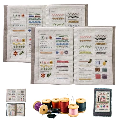 HomeJoySet Stickbuch for Selbermachen – Stickanleitung for Anfänger Und Erwachsene – Tragbares Mini-Nähset Und Bastelgeschenk (A+B)(A*2) von HomeJoySet