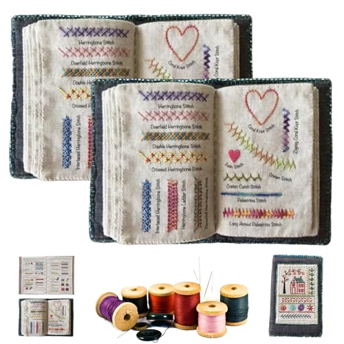 HomeJoySet Stickbuch for Selbermachen – Stickanleitung for Anfänger Und Erwachsene – Tragbares Mini-Nähset Und Bastelgeschenk (A+B)(B*2) von HomeJoySet