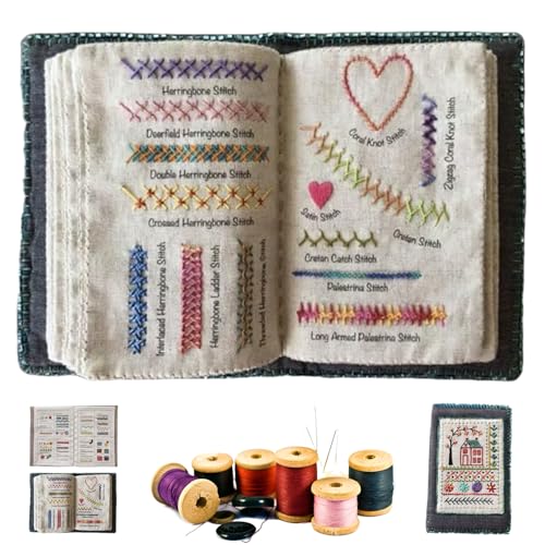 HomeJoySet Stickbuch for Selbermachen – Stickanleitung for Anfänger Und Erwachsene – Tragbares Mini-Nähset Und Bastelgeschenk (A+B)(White-B) von HomeJoySet