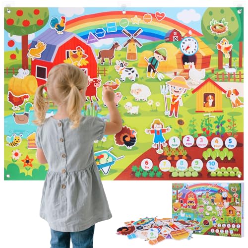 HomeMall Bauernhoftiere Filz-Geschichtentafel-Set, Montessori-Spielzeug Lernspielzeug für Vorschule, Bauernhof-Themen Frühförderung Spielset – Interaktives Spielset mit Bauernhoftiere für Kleinkinder HomeMall Bauernhoftiere Filz-Geschichtentafel-Set, Montessori-Spielzeug Lernspielzeug für Vorschule, Bauernhof-Themen Frühförderung Spielset – Interaktives Spielset mit Bauernhoftiere für Kleinkinder von HomeMall