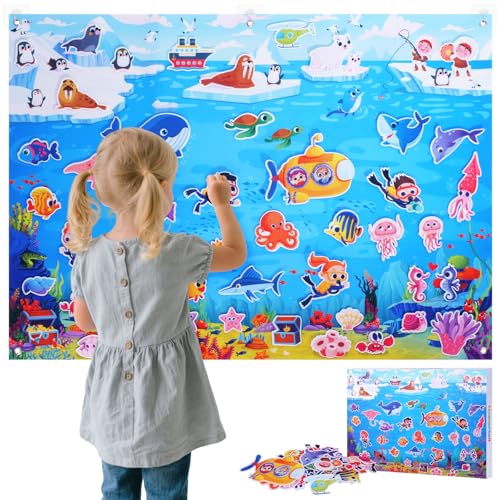 HomeMall Filzbrett-Set mit Meerestieren – Ozean-Freunde Spielzeug für Kleinkinder, Frühförderung & Geschichtenerzählen Interaktives Lernspielzeug aus Flanell Geschenkset für Kinder im Vorschulalter von HomeMall