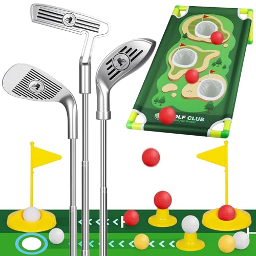 HomeMall Kinder-Golfschläger-Set mit Puttmatte, Golfspielzeug für Kleinkinder, Indoor & Outdoor Gartenspiel für Jungen und Mädchen ab 3-8 Jahre Kinder von HomeMall