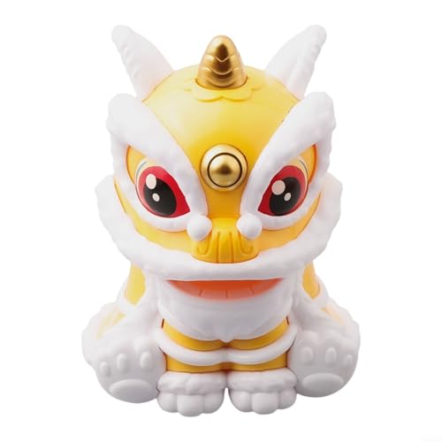 Lion Dance Armaturenbrett Dekoration mit automatischer Kopfbewegung für fröhliche Fahrten (gelb) von HomeVortex
