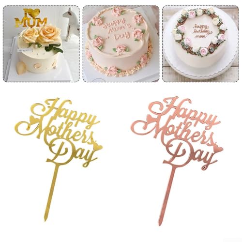 Schöne Acryl-Kuchen, 10 Stück, für Muttertags-Party-Dekoration und Kuchendekoration (Gold) von HomeVortex