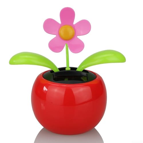Solarbetriebener Wackelkopf mit tanzender Blume bringt Freude in Ihren Raum mit diesem lustigen Ornament (rot) von HomeVortex