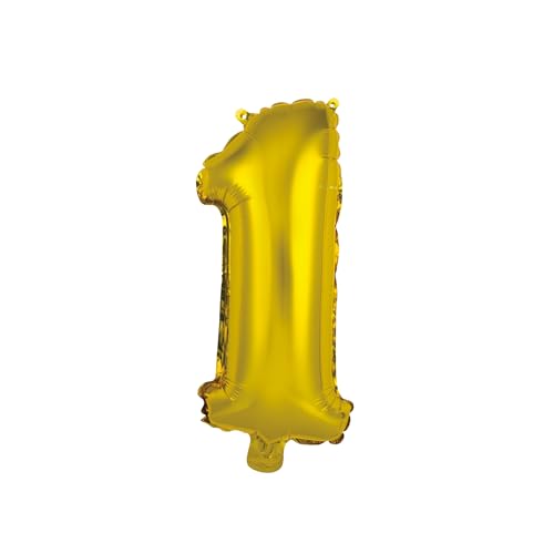 Homéa, Ballon Zahl 1, Metallise, aus Aluminium, mit Strohhalm, Höhe 40 cm, goldfarben Homéa, Ballon Zahl 1, Metallise, aus Aluminium, mit Strohhalm, Höhe 40 cm, goldfarben von Homéa