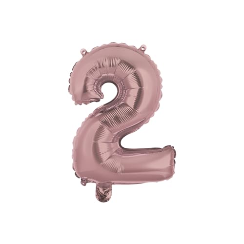 Homéa, Ballon Zahl 2, Metallise, aus Aluminium, mit Strohhalm, Höhe 40 cm, Roségold Homéa, Ballon Zahl 2, Metallise, aus Aluminium, mit Strohhalm, Höhe 40 cm, Roségold von Homéa