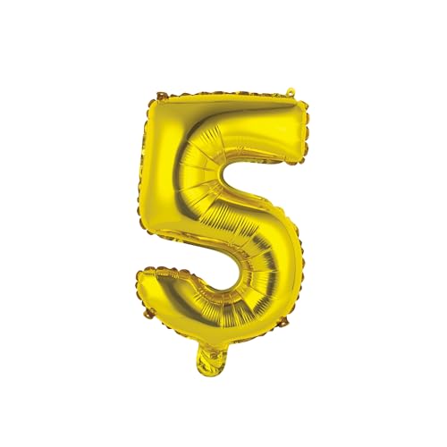 Homéa, Ballon Zahl 5, Metallise, aus Aluminium, mit Strohhalm, Höhe 40 cm, goldfarben Homéa, Ballon Zahl 5, Metallise, aus Aluminium, mit Strohhalm, Höhe 40 cm, goldfarben von Homéa