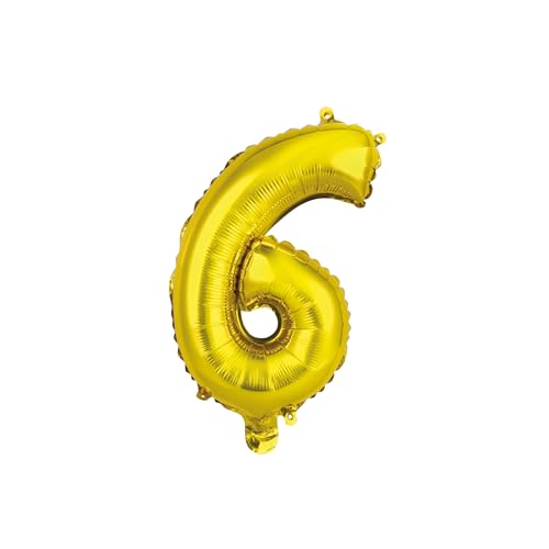 Homéa, Ballon Zahl 6, Metallise, aus Aluminium, mit Strohhalm, Höhe 40 cm, goldfarben Homéa, Ballon Zahl 6, Metallise, aus Aluminium, mit Strohhalm, Höhe 40 cm, goldfarben von Homéa