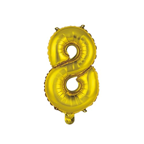 Homéa, Ballon Zahl 8, Metallise, aus Aluminium, mit Strohhalm, Höhe 40 cm, goldfarben Homéa, Ballon Zahl 8, Metallise, aus Aluminium, mit Strohhalm, Höhe 40 cm, goldfarben von Homéa