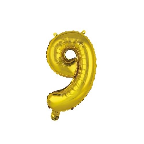 Homéa, Ballon Zahl 9, Metallise, aus Aluminium, mit Strohhalm, Höhe 40 cm, goldfarben Homéa, Ballon Zahl 9, Metallise, aus Aluminium, mit Strohhalm, Höhe 40 cm, goldfarben von Homéa