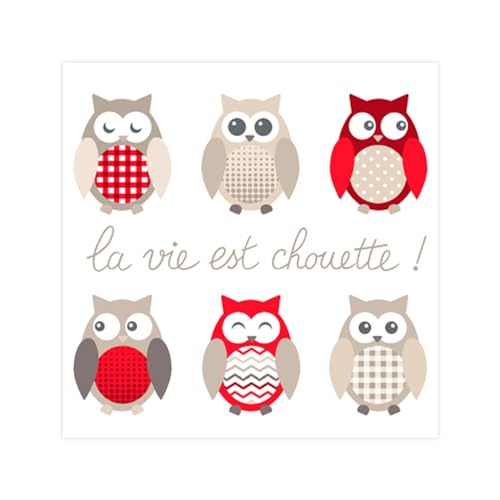 Homéa, Cocktail-Servietten, 3-lagig, 25 x 25 cm, Eule, 20 Stück Homéa, Cocktail-Servietten, 3-lagig, 25 x 25 cm, Eule, 20 Stück von Homéa