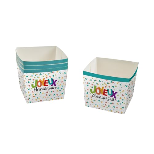 Homéa, Set mit 4 Dessertdosen aus Karton, Höhe 7 cm, Happy Confetti Homéa, Set mit 4 Dessertdosen aus Karton, Höhe 7 cm, Happy Confetti von Homéa