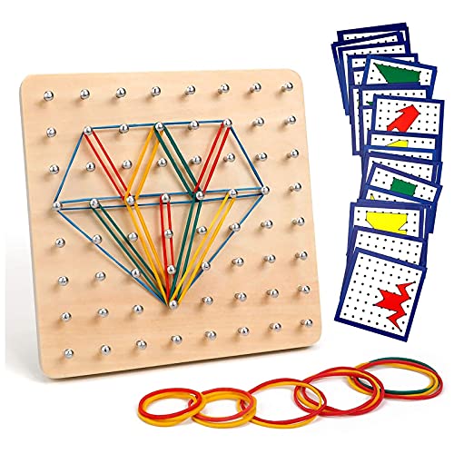 Homealexa Holz Geoboard-Set Geometriebrett Montessori Holz Spielzeug für Kinder, Inspirieren die Phantasie und Kreativität des Kinders von Homealexa