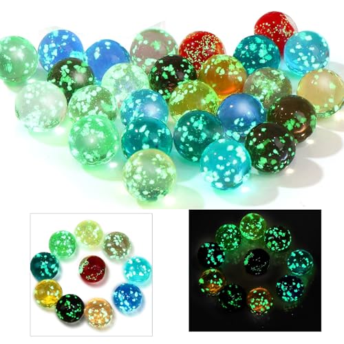 Homefantasy Glasmurmeln, 40Pcs Leuchtmurmeln Kinder, Bunte Glasmurmeln, Glasmurmeln im Dunkeln Leuchten 16mm für Kinder für Marmorbahn-Spiel von Homefantasy