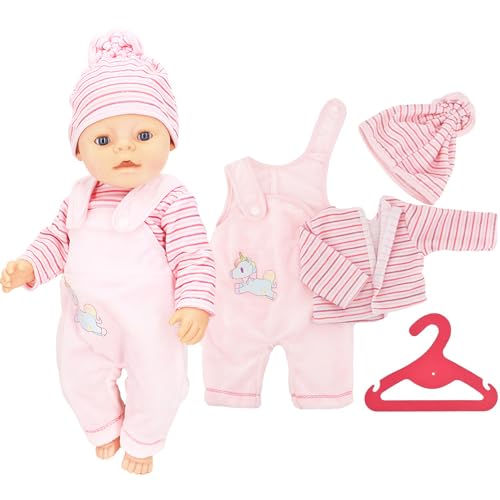 Homefantasy Kleidung Outfits für Baby Puppen, Puppenkleidung, New Born Baby Puppen, Puppenkleidung mit Hut Aufhänger für Baby Doll für Puppen 35-43 cm (Rosa) von Homefantasy