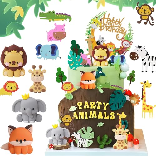 Homefantasy Tortendeko 1. Geburtstag - 4 Stück Tiere Figuren, Fondant für Torten, Kuchendeko Junge, Waldtiere Cake Topper für Kinder Homefantasy Tortendeko 1. Geburtstag - 4 Stück Tiere Figuren, Fondant für Torten, Kuchendeko Junge, Waldtiere Cake Topper für Kinder von Homefantasy