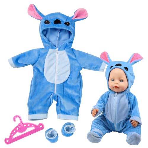 Puppenkleidung für 35-43cm Babypuppen mit Aufhänger Socken, Kleidung Outfits für Baby Puppen Cartoon, Geburtstag Geschenke für Mädchen Kinder Jungen,Blau von Homelyxe