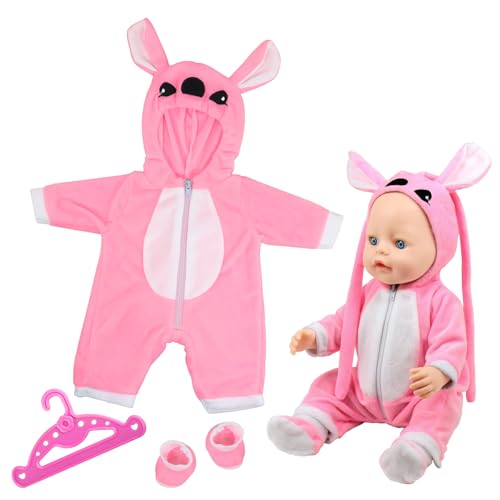 Puppenkleidung für 35–43cm Babypuppen mit Aufhänger Socken,Cartoon Baby Puppen Kleidung,Geburtstag Geschenke für Kinder Mädchen Jungen,Rose von Homelyxe