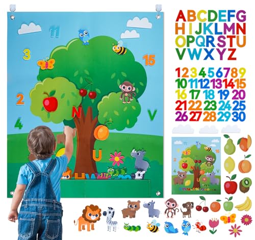 Homewit Tiere in Filzspielzeug, 88 Pcs Filz Story Board 72 x 60 cm Montessori Spielzeuge Filztafel Kinder ab 3 4 5 Jahren, Lernspielzeug Lernaktivitäten Geburtstagsgeschenk für Jungen und Mädchen. von Homewit