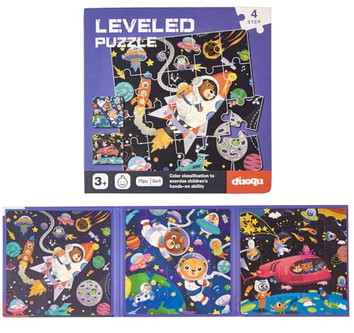 Homewit Puzzle für Kinder, 3 IN 1 Magnetspiel Beschäftigung ab 3 Jahre 20-25-30 Teile Puzzle Kinder zum Thema Weltraum, Magnetspiel Beschäftigung Autofahrt Kinder von Homewit