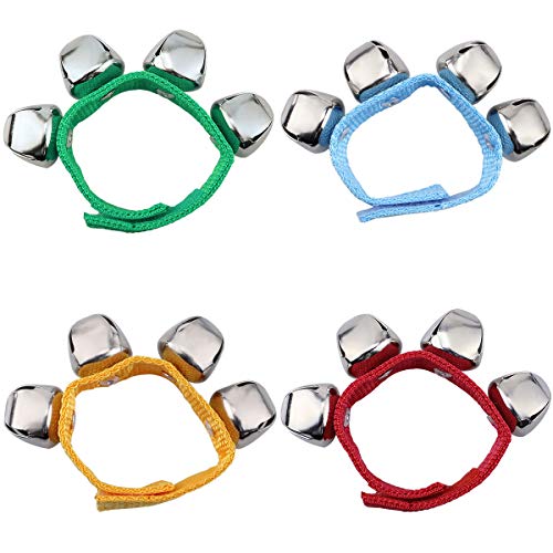 Handgelenk Glocken, Homgaty Armbänder mit Strong Straps, Einstellbare Armband Handgelenk Tamburine für Kinder Spielzeug, Schlaginstrumente, Party, Tanz (4 Stück) von Homgaty