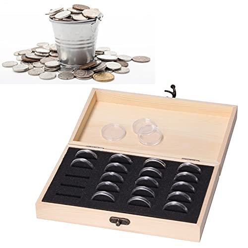 Hominas Coin Box 20 Grid, Münzhalter-Aufbewahrung Koffer Organizer Sammeln Aufbewahrung aus Holz mit Runden Münz Kapseln für Münz Sammler Hominas Coin Box 20 Grid, Münzhalter-Aufbewahrung Koffer Organizer Sammeln Aufbewahrung aus Holz mit Runden Münz Kapseln für Münz Sammler von Hominas