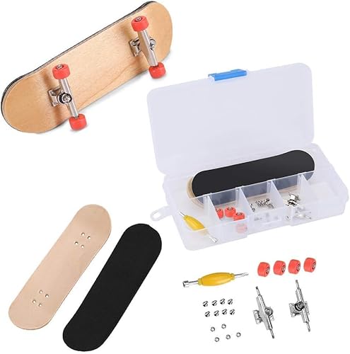 Hominas Finger Skateboard Set, Fingerboard Skate aus Ahorn Holz Professionelles Finger Spielzeug mit Box für Kindergeburtstag Geschenke von Hominas