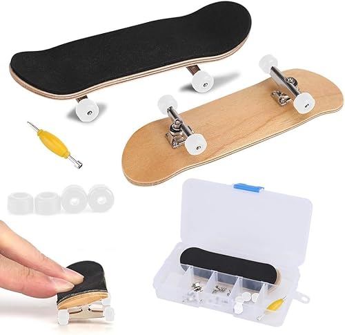 Hominas Finger Skateboard Set, Fingerboard Skate aus Ahorn Holz Professionelles Finger Spielzeug mit Box für Kindergeburtstag Geschenke von Hominas