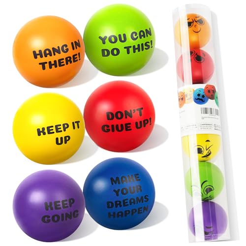 Anti Stressball Stressbälle(6er-Pack) für Kinder und Erwachsene Stress Relief Bälle Hand Übung Therapie Ball Set, Motivierende Bälle mit lustige Emoticons zur Linderung von Angst und Wut als Geschenk von Homotte