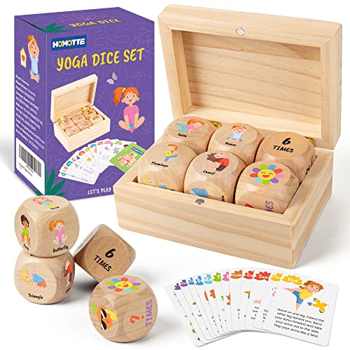 Homotte Holz-Yoga-Würfel-Set für Kinder, lustiges Trainingsspiel mit 6 Übungswürfeln, 12 Yoga-Karten & Einer Box, Achtsamkeits-Muttertags-Weihnachts-Yoga-Set für Mädchen & Anfänger Homotte Holz-Yoga-Würfel-Set für Kinder, lustiges Trainingsspiel mit 6 Übungswürfeln, 12 Yoga-Karten & Einer Box, Achtsamkeits-Muttertags-Weihnachts-Yoga-Set für Mädchen & Anfänger von Homotte