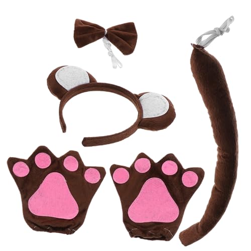 Homoyoyo 1 Satz Affenkostüm Set für Tierische Accessoires mit Stirnband Fliege Handschuhen Fasching Theateraufführungen Hautfreundlichem für Verschiedene Kopfumfänge von Homoyoyo