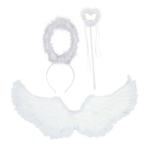 Homoyoyo 1 Satz Engelsflügel Kostüm Set für Erwachsene Heiligenschein Zauberstab Haarreif Karneval Halloween Cosplay Partys Hochwertige Federn Langlebiges Material Homoyoyo 1 Satz Engelsflügel Kostüm Set für Erwachsene Heiligenschein Zauberstab Haarreif Karneval Halloween Cosplay Partys Hochwertige Federn Langlebiges Material von Homoyoyo