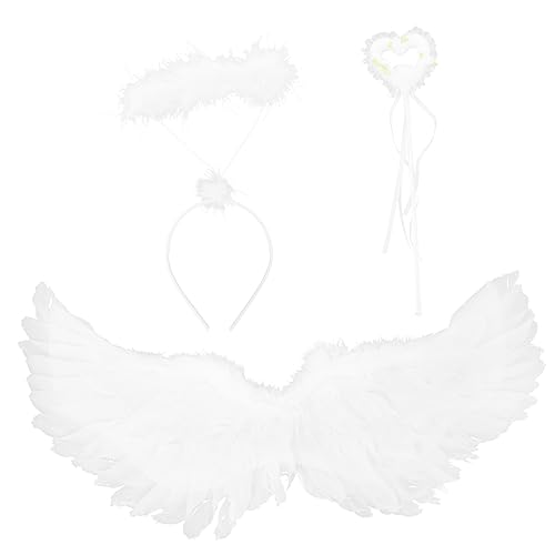 Homoyoyo 1 Satz Engelsflügel Kostümset für Teiliges mit Haarreif Zauberstab für Halloween Karneval Cosplay Foto Requisiten Homoyoyo 1 Satz Engelsflügel Kostümset für Teiliges mit Haarreif Zauberstab für Halloween Karneval Cosplay Foto Requisiten von Homoyoyo