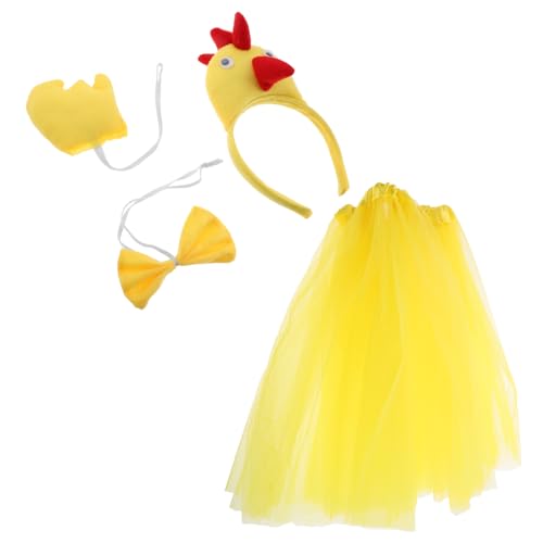 Homoyoyo 1 Satz Hahn-Anziehset Cosplay-Outfit Prop Hahn erwachsener Hahn Geflügelstatuen Kostüm Hahn Make-up-Hahn Geburtstagsoutfit für Mädchen Kleider für kleine Mädchen Tuch Yellow von Homoyoyo