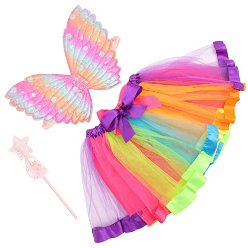 Homoyoyo 1 Satz Mädchen Fliegender Flügel Kostüm Leistungsflügel Party Cosplay Kinderfeenflügel Feenflügel Für Mädchen Märchenkostüm Für Mädchen Feenstab Rosa Tuch von Homoyoyo