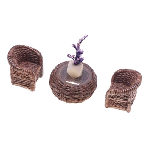 Homoyoyo 1 Satz Miniaturmöbel für Puppenhäuser Handgefertigter Rattan und Stühle Realistische Wicker Armlehnenstühle für Rollenspiele und Kinderszenen von Homoyoyo
