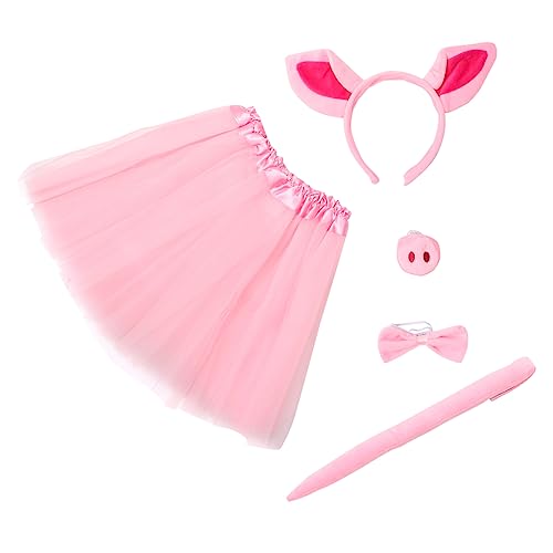 Homoyoyo 1 Satz Satz Kostümset für Tierkostüme halloween costume halloween kleidung Schweineohr Stirnband Party-Cosplay-Halloween Faschingskostüm-Kit Partykostüm für Mädchen Stoff Rosa von Homoyoyo