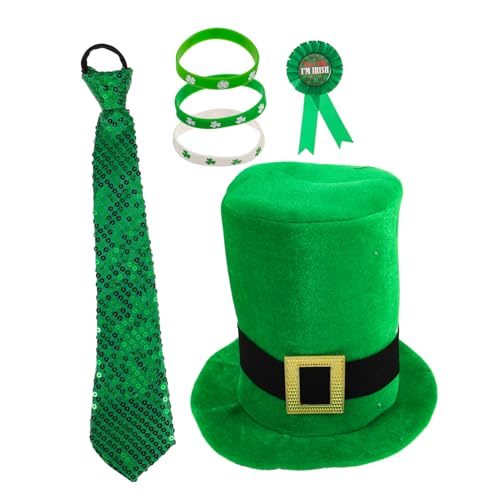 Homoyoyo Irisches Kostüm Zum St Patricks Day Set Mit Zylinder Kragen Und Krawatte Und Armbandabzeichen Festliches Grünes Party-set Homoyoyo Irisches Kostüm Zum St Patricks Day Set Mit Zylinder Kragen Und Krawatte Und Armbandabzeichen Festliches Grünes Party-set von Homoyoyo