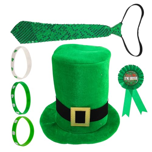 Homoyoyo Einzigartiges St Patricks Day-accessoire-set Hut Kragen Krawatte Und Armband Grünes Kleeblatt-thema Für Partys Homoyoyo Einzigartiges St Patricks Day-accessoire-set Hut Kragen Krawatte Und Armband Grünes Kleeblatt-thema Für Partys von Homoyoyo