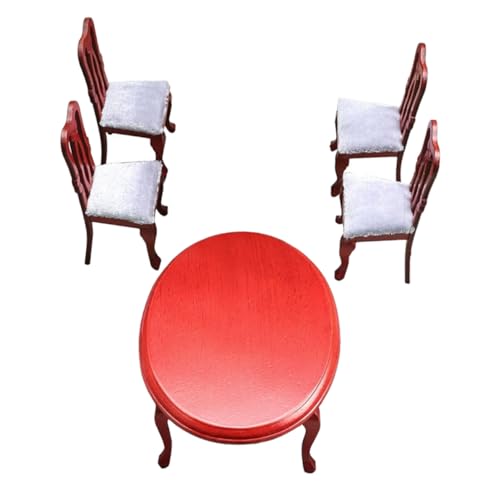 Homoyoyo 1 Set Möbelmodell Restaurant Esstisch Stühle Miniatur Szenenmöbel Puppenhausmöbel Tischmöbel Zubehör Mini Küchenmöbel Exquisite Kleine Möbel Holz von Homoyoyo