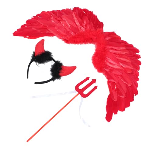 Homoyoyo 1 Set Teufelsflügel Prop Flügel Halloween Kostüm Halloween Teufel Kleidung Halloween Party Kleid Teufelsanzug Für Festival Teufelsanzug Rollenspielanzug Rot von Homoyoyo