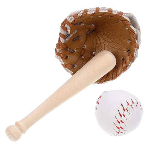 Homoyoyo 1 Set von Mini Haus Baseball Set Mini Baseball Bat Handschuh Ball Kit Mini Haus Sportsprops von Homoyoyo